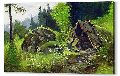 Картина Шалаш в лесу