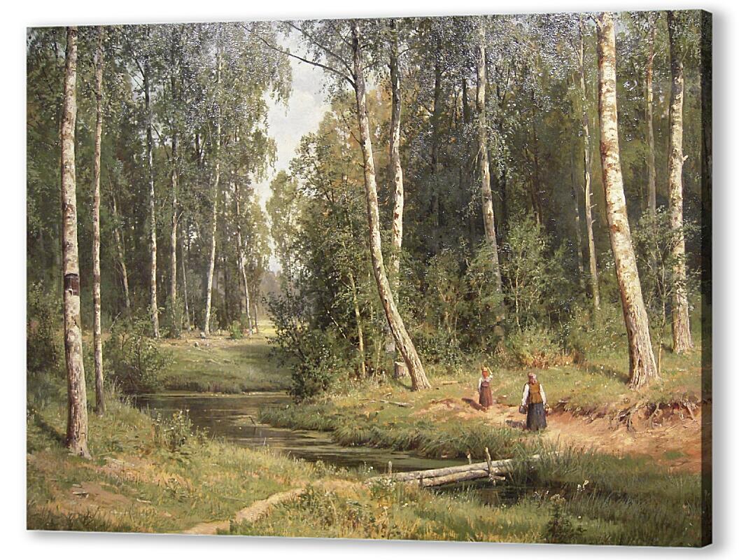 Картина Ручей в березовом лесу