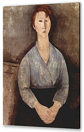 Картина Sitzende Frau mit blauer Bluse