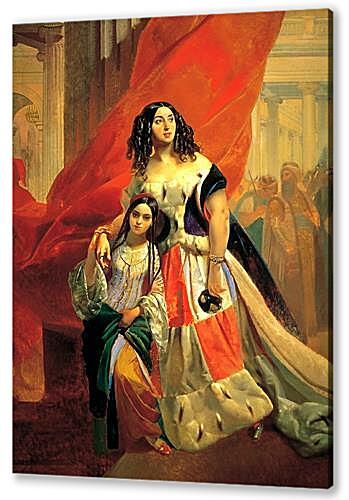 Картина Портрет графини Ю. П. Самойловой, удаляющейся с бала с приемной дочерью