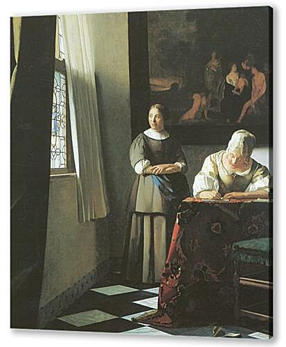 Картина Дама, пишущая письмо, со своей служанкой (Lady writing a letter with her maid)
