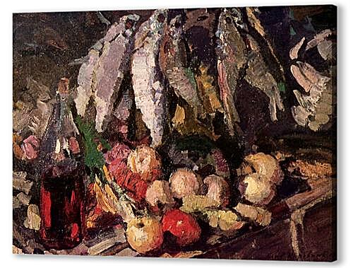 Картина Рыбы, вино и фрукты