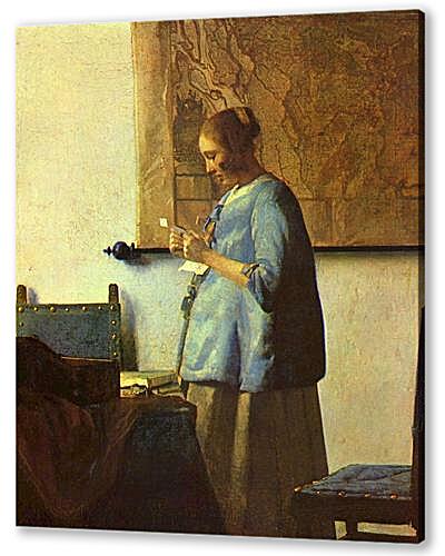 Картина Женщина в голубом, читающая письмо (Die Briefleserin)