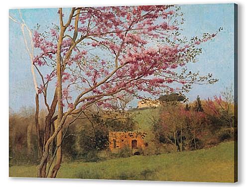 Картина Пейзаж с цветущим миндалем (Blossoming Red Almond, study)