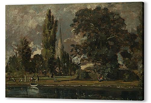 Картина Солсберийский собор и Леденхолл со стороны реки Эйвон (Salisbury Cathedral and Leadenhall from the River Avon)