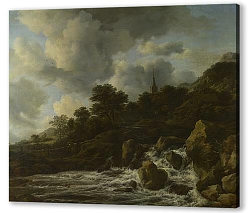 Картина Водопад у подножия холма, недалеко от деревни (A Waterfall at the Foot of a Hill, near a Village)