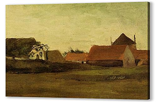 Картина Крестьянские дома в Лосдейнене близ Гааги в сумерках (Farmhouses in Loosduinen near The Hague at Twilight)