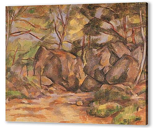 Картина Лесной пейзаж у скал (фрагмент) (Paysage forestier aux rochers (vers))