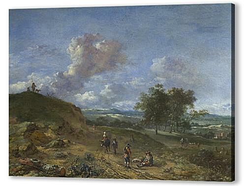 Картина A Landscape with a High Dune and Peasants on a Road