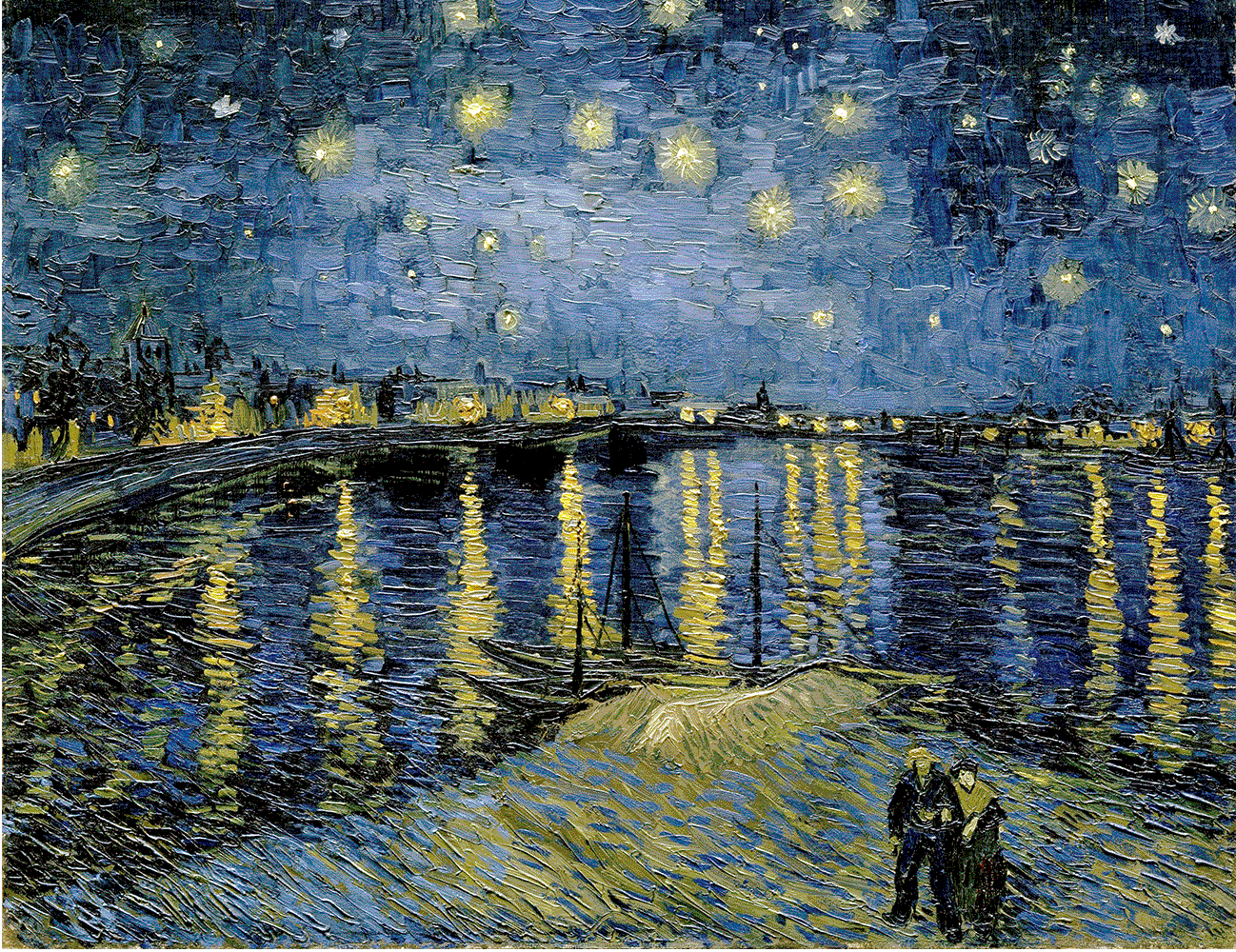 Картина Звездная ночь над Роной (Starry Night Over the Rhone) | Винсент Ван Гог